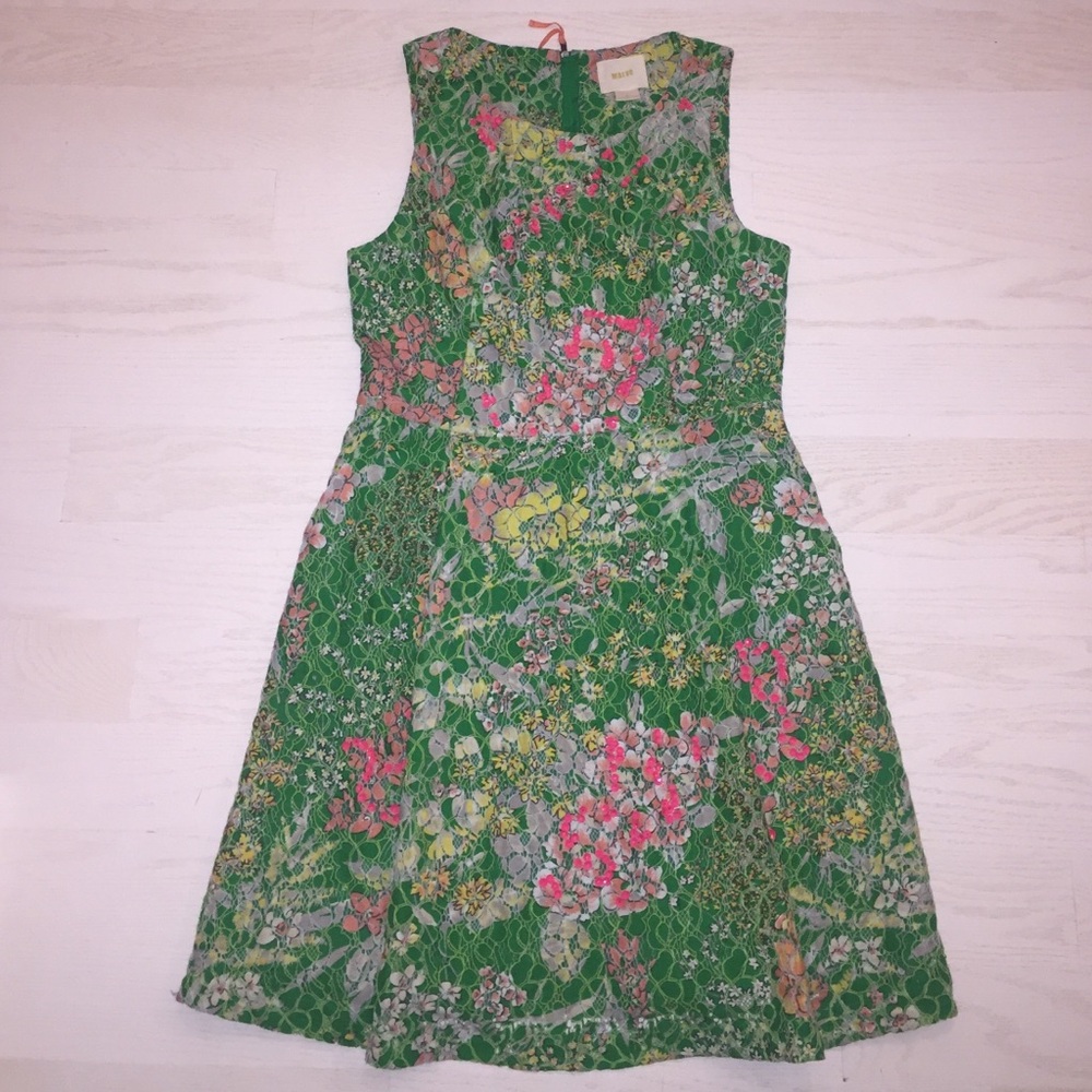 Floral Green Sleeveless Dress
